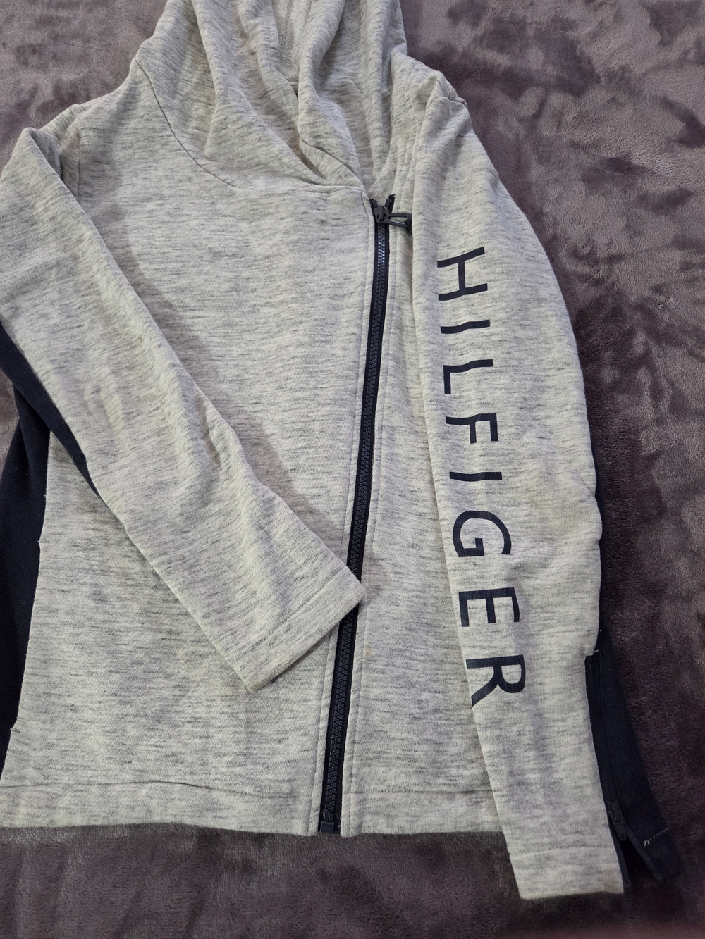 Tommy Hilfiger Kids' Grey Hooded Jacket with Side Zip